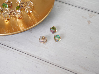 Crystal Cube Button in Rainbow-Button-Flying Bobbins Haberdashery