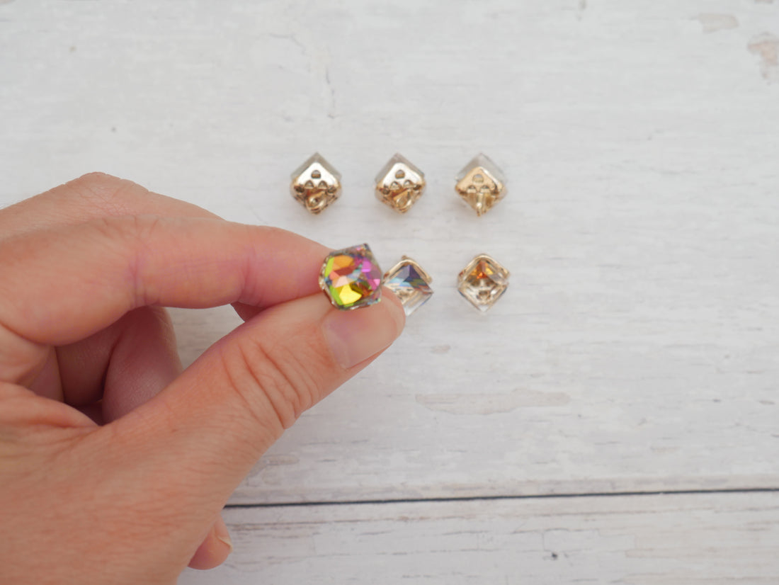 Crystal Cube Button in Rainbow-Button-Flying Bobbins Haberdashery