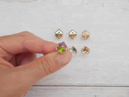 Crystal Cube Button in Rainbow-Button-Flying Bobbins Haberdashery