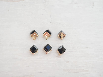Crystal Cube Button in Black-Button-Flying Bobbins Haberdashery