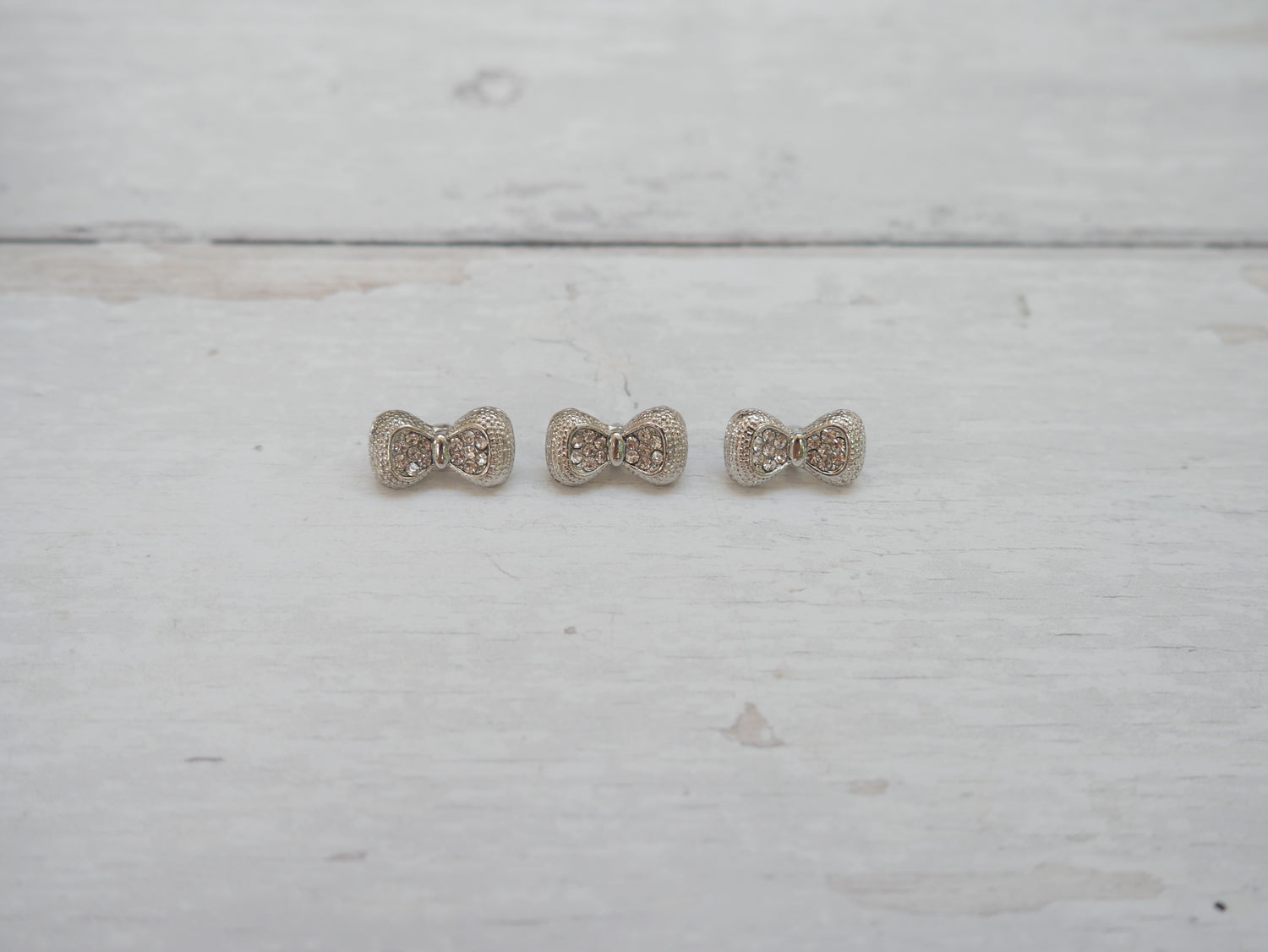 Jewelled Silver Bow Button-Button-Flying Bobbins Haberdashery