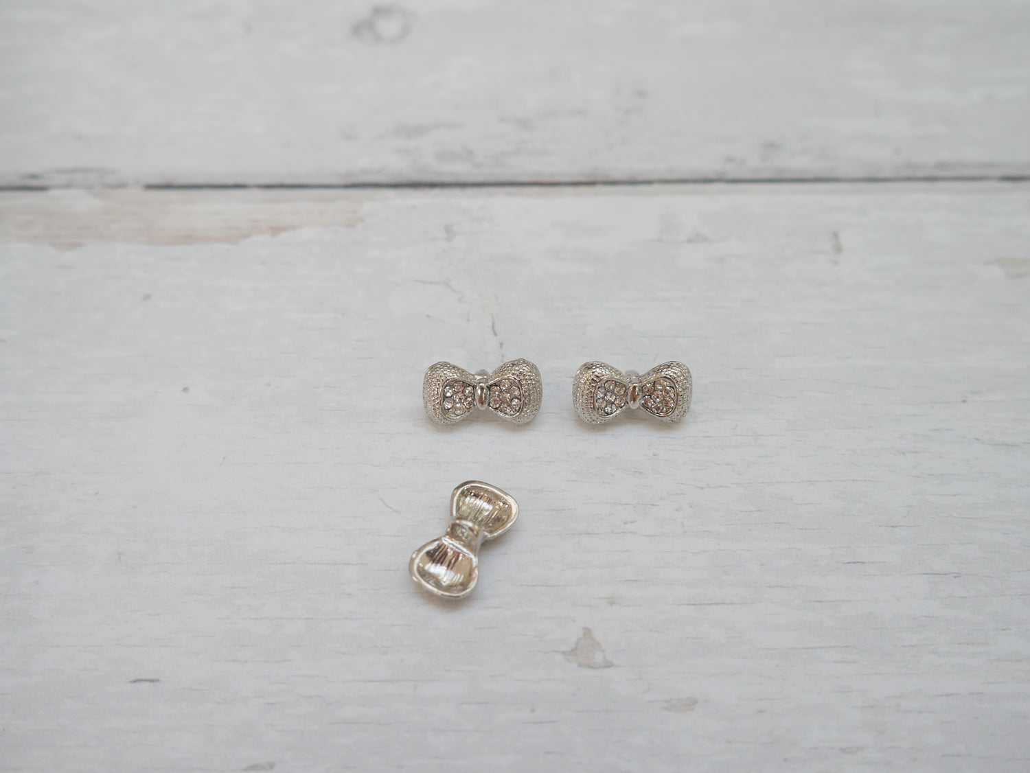 Jewelled Silver Bow Button-Button-Flying Bobbins Haberdashery