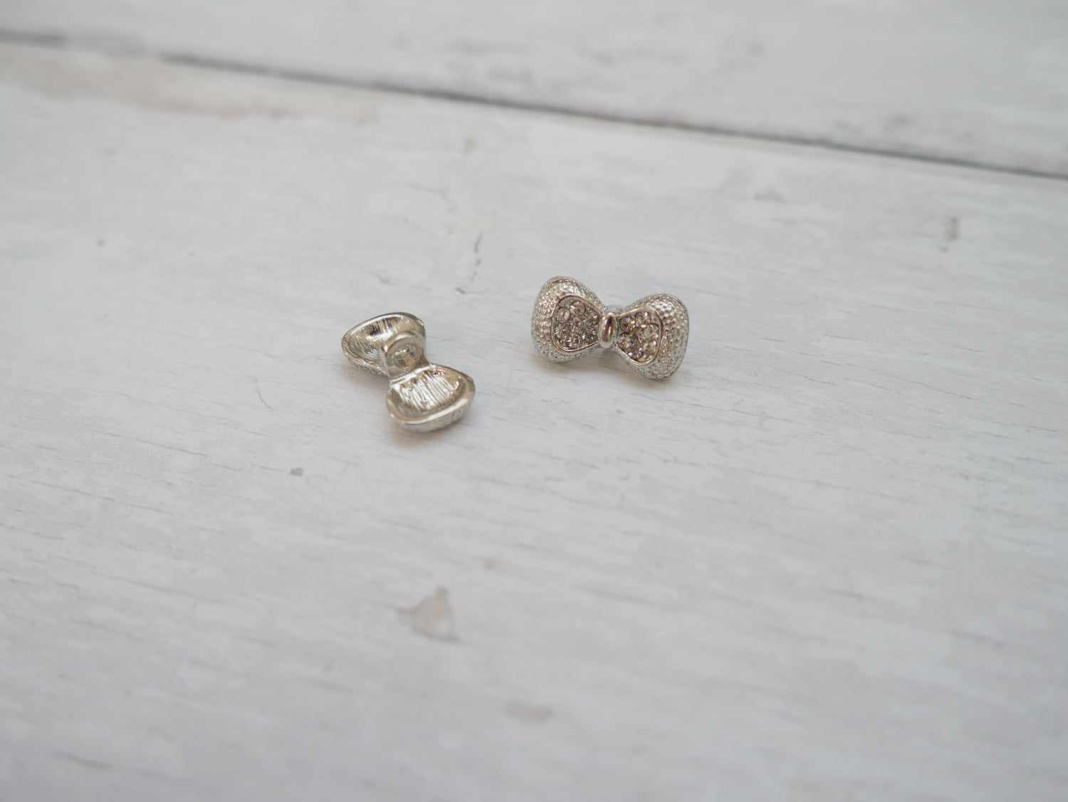 Jewelled Silver Bow Button-Button-Flying Bobbins Haberdashery