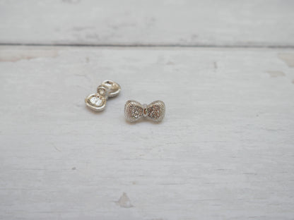 Jewelled Silver Bow Button-Button-Flying Bobbins Haberdashery