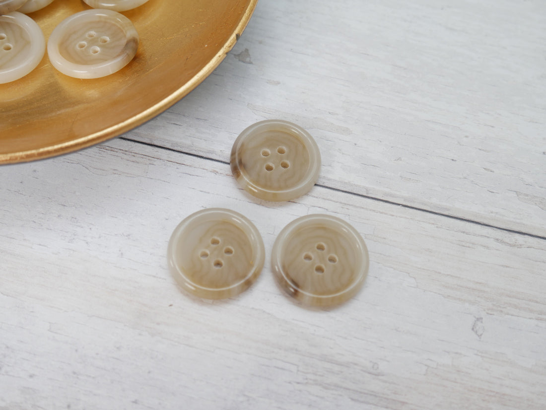 Variegated, 4-Hole, 25mm Button in Ecru-Button-Flying Bobbins Haberdashery