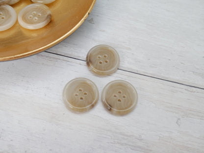 Variegated, 4-Hole, 25mm Button in Ecru-Button-Flying Bobbins Haberdashery