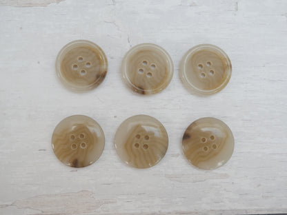 Variegated, 4-Hole, 25mm Button in Ecru-Button-Flying Bobbins Haberdashery
