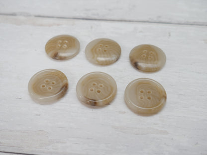 Variegated, 4-Hole, 25mm Button in Ecru-Button-Flying Bobbins Haberdashery