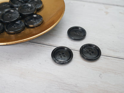 Variegated, 4-Hole, 25mm Button in Black-Button-Flying Bobbins Haberdashery