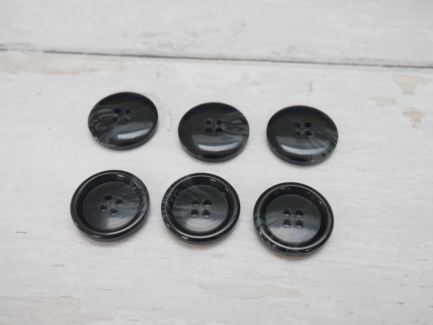 Variegated, 4-Hole, 25mm Button in Black-Button-Flying Bobbins Haberdashery