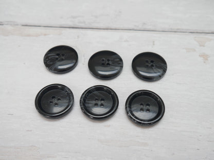 Variegated, 4-Hole, 25mm Button in Black-Button-Flying Bobbins Haberdashery