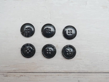 Variegated, 4-Hole, 20mm Button in Black-Button-Flying Bobbins Haberdashery