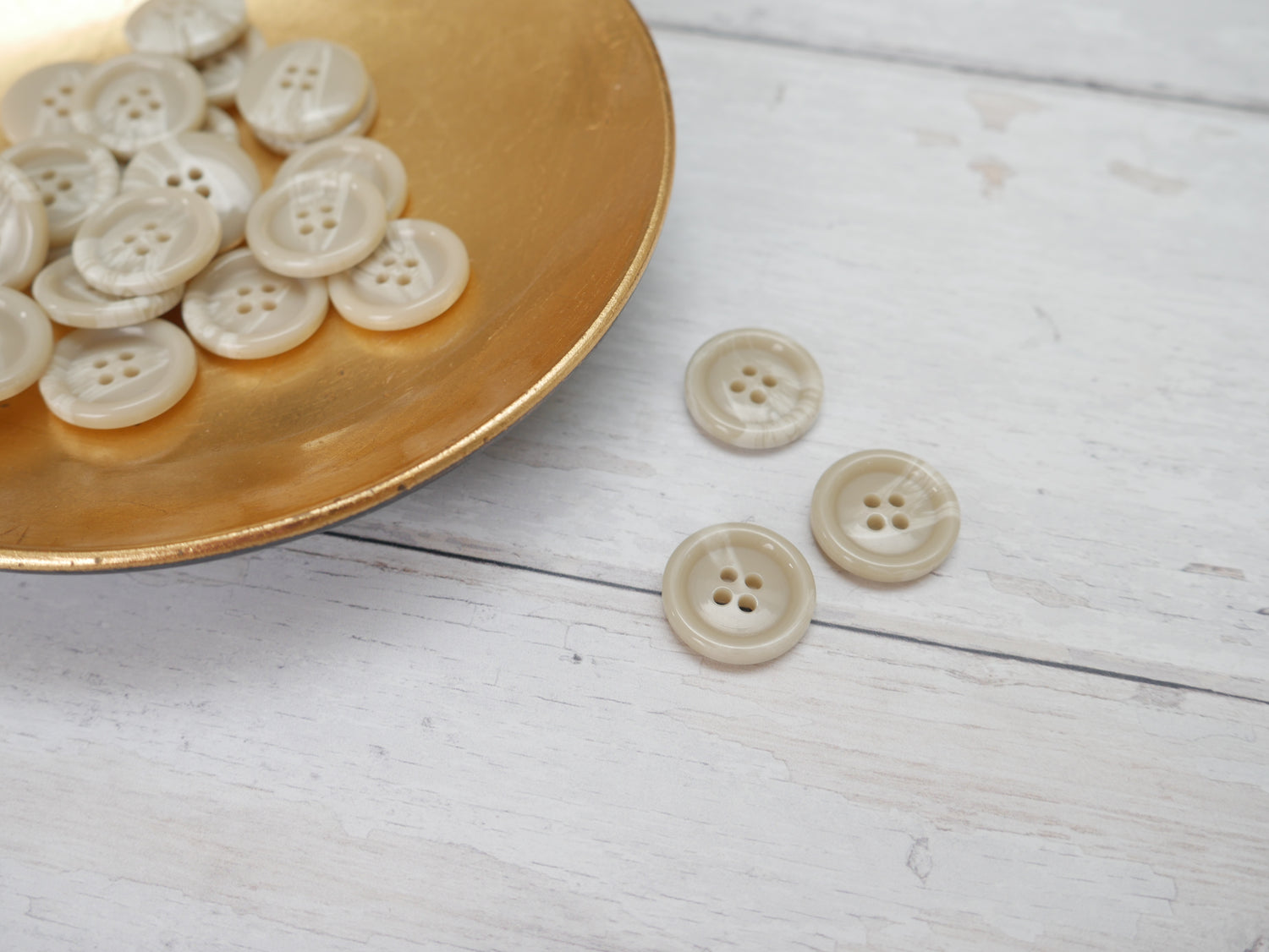 Variegated, 4-Hole, 20mm Button in Ecru-Button-Flying Bobbins Haberdashery