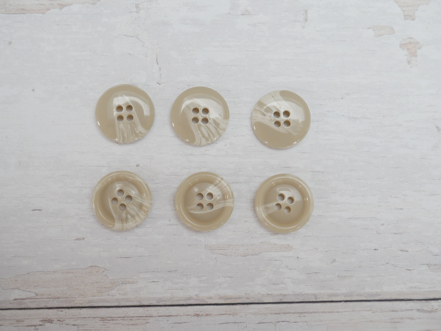 Variegated, 4-Hole, 20mm Button in Ecru-Button-Flying Bobbins Haberdashery