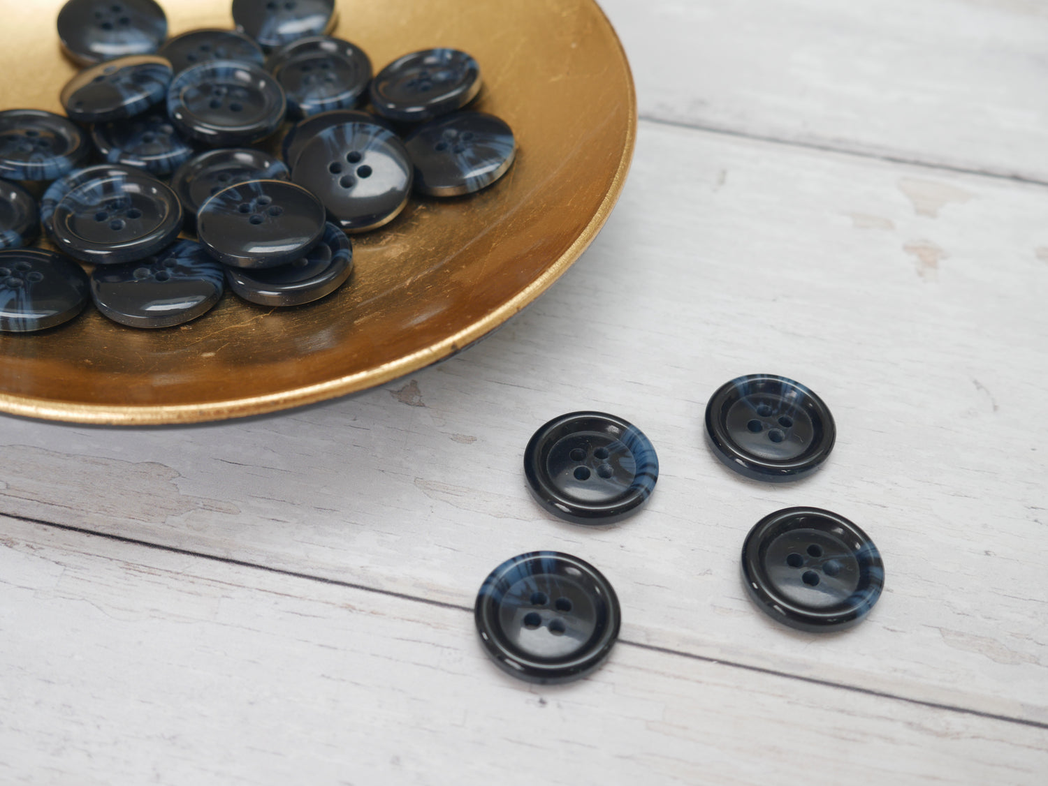 Variegated, 4-Hole, 20mm Button in Navy-Button-Flying Bobbins Haberdashery