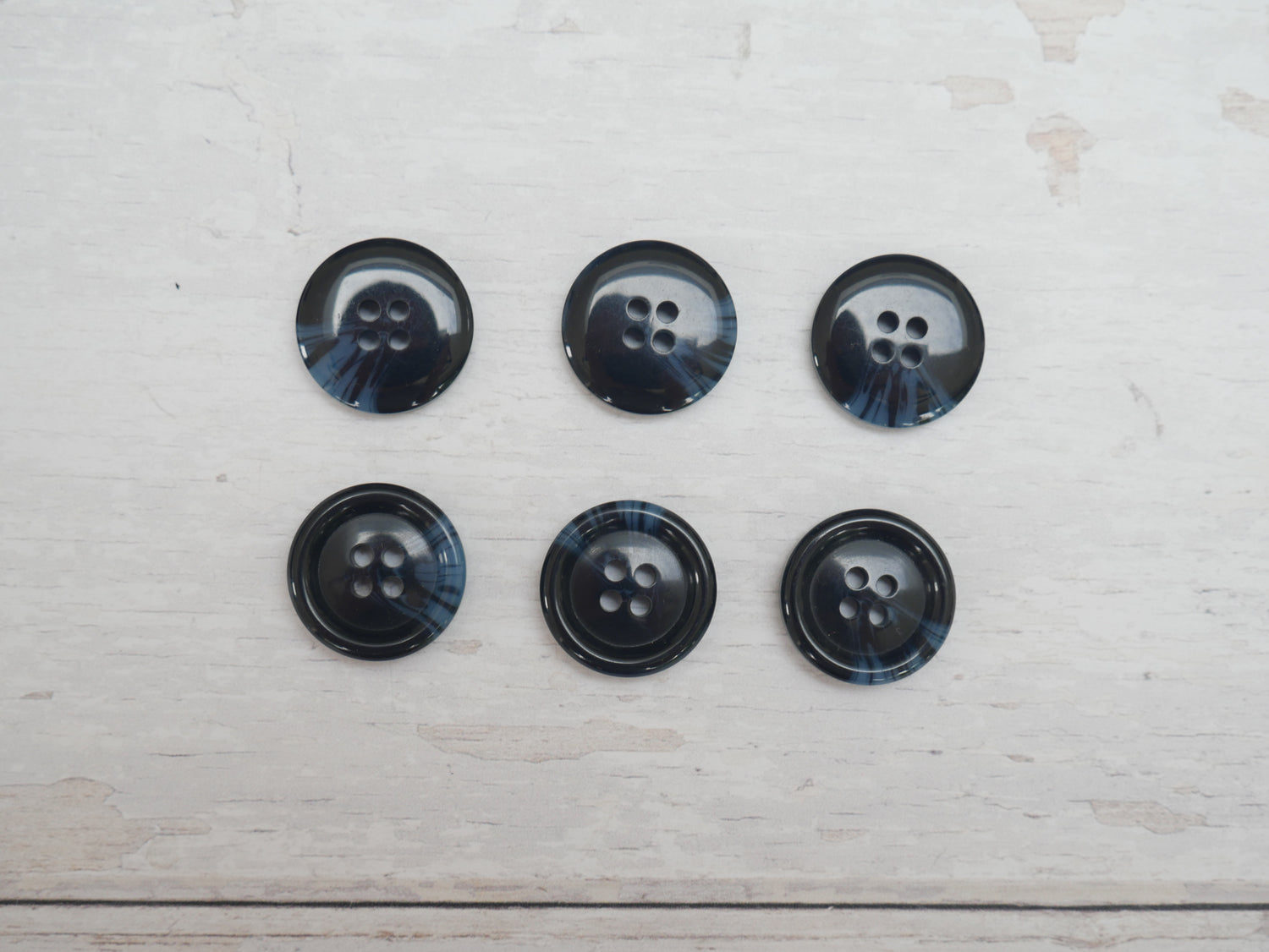 Variegated, 4-Hole, 20mm Button in Navy-Button-Flying Bobbins Haberdashery