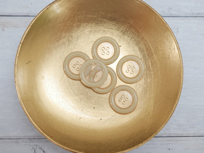 Clear, 25mm Coloured Rim 4-Hole Button in Cream-Button-Flying Bobbins Haberdashery
