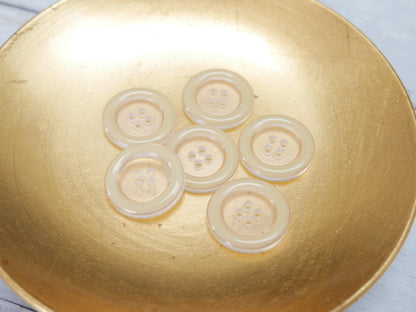 Clear, 25mm Coloured Rim 4-Hole Button in Cream-Button-Flying Bobbins Haberdashery