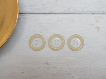 Clear, 25mm Coloured Rim 4-Hole Button in Cream-Button-Flying Bobbins Haberdashery