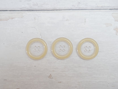Clear, 25mm Coloured Rim 4-Hole Button in Cream-Button-Flying Bobbins Haberdashery