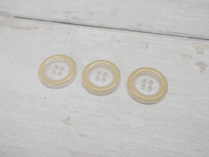 Clear, 25mm Coloured Rim 4-Hole Button in Cream-Button-Flying Bobbins Haberdashery