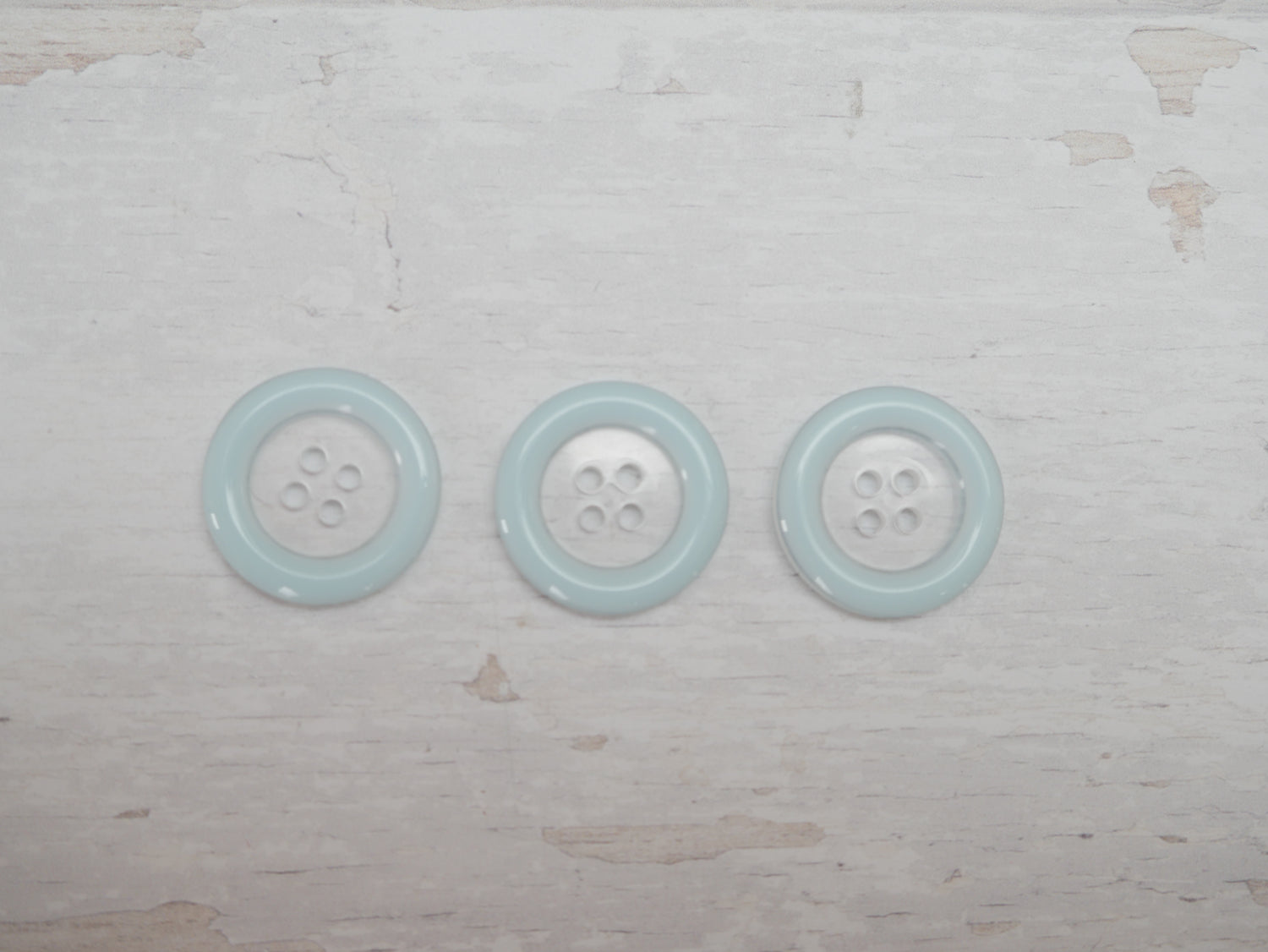 Clear, 25mm Coloured Rim 4-Hole Button in Blue-Button-Flying Bobbins Haberdashery