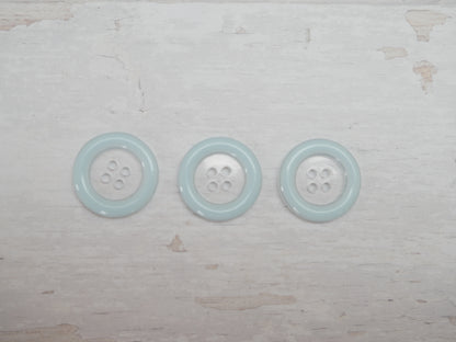 Clear, 25mm Coloured Rim 4-Hole Button in Blue-Button-Flying Bobbins Haberdashery