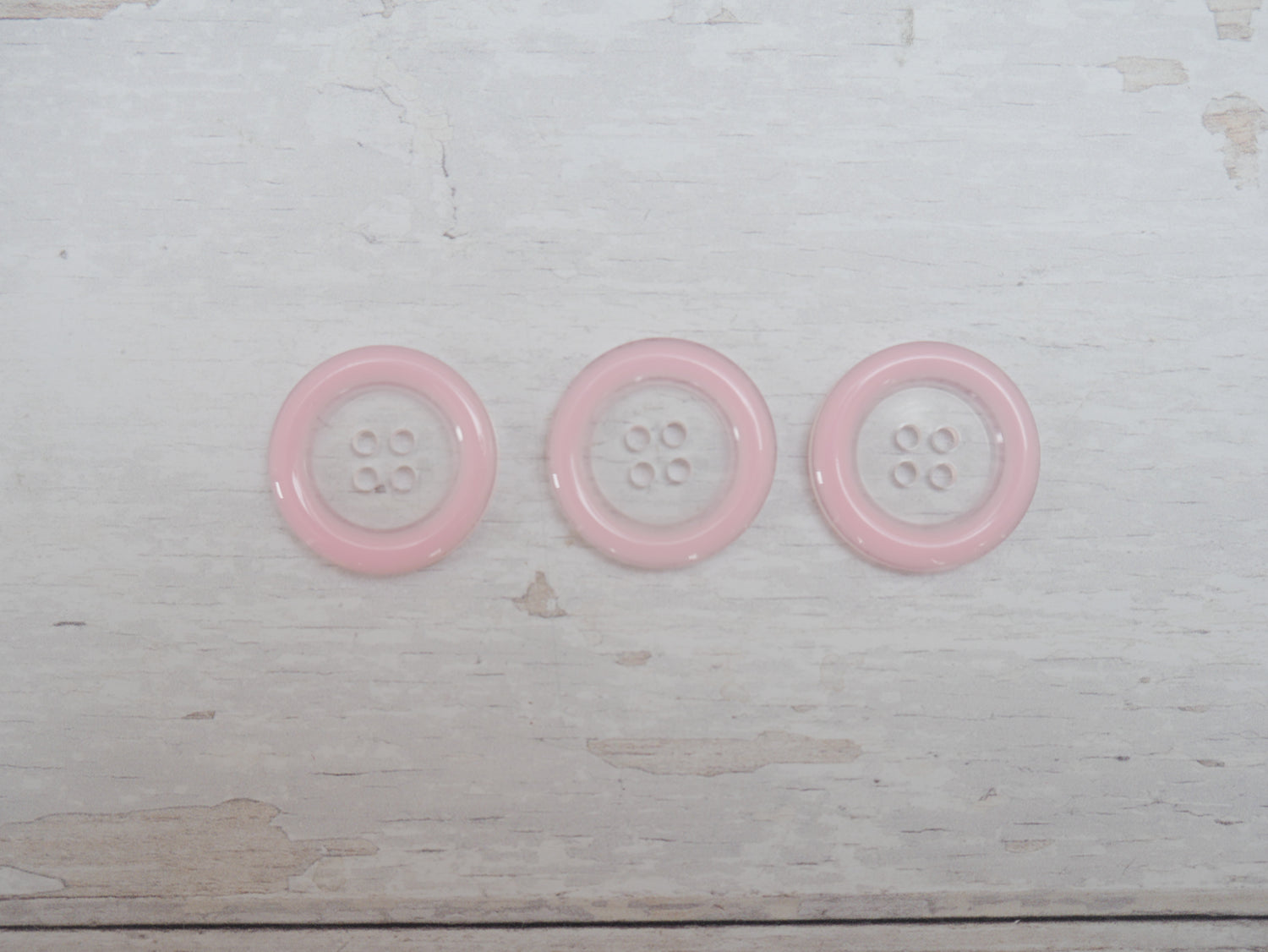 Clear, 25mm Coloured Rim 4-Hole Button in Pink-Button-Flying Bobbins Haberdashery