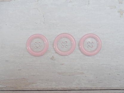 Clear, 25mm Coloured Rim 4-Hole Button in Pink-Button-Flying Bobbins Haberdashery