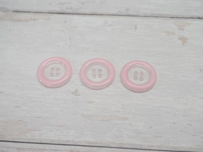 Clear, 25mm Coloured Rim 4-Hole Button in Pink-Button-Flying Bobbins Haberdashery