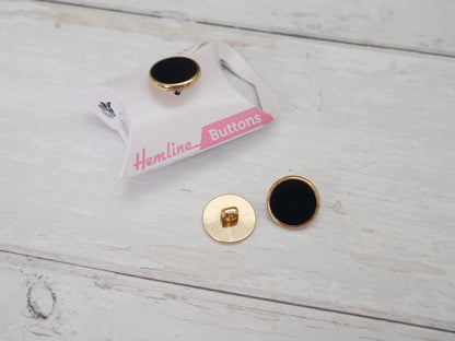 Hemline, Pack of 3 x 17.5mm Enamel Buttons - Black-Button-Flying Bobbins Haberdashery