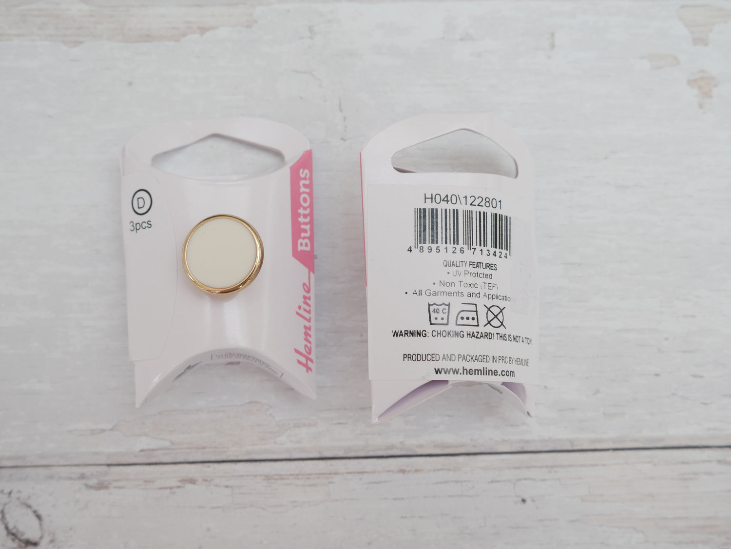 Hemline, Pack of 3 x 17.5mm Enamel Buttons - Ivory-Button-Flying Bobbins Haberdashery