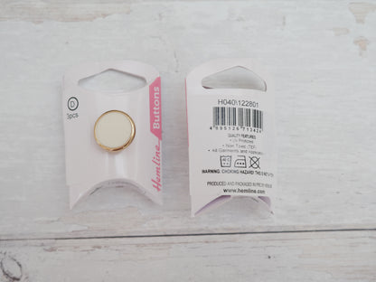 Hemline, Pack of 3 x 17.5mm Enamel Buttons - Ivory-Button-Flying Bobbins Haberdashery