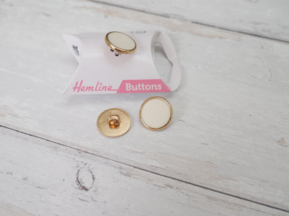 Hemline, Pack of 3 x 17.5mm Enamel Buttons - Ivory-Button-Flying Bobbins Haberdashery