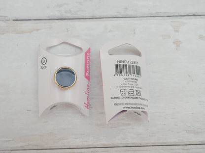 Hemline, Pack of 3 x 17.5mm Enamel Buttons - Navy-Button-Flying Bobbins Haberdashery