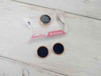 Hemline, Pack of 3 x 17.5mm Enamel Buttons - Navy-Button-Flying Bobbins Haberdashery