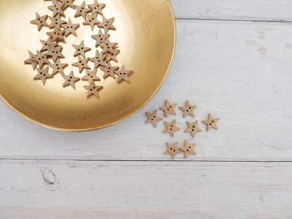 Wooden Mini Star Button, 14mm-Button-Flying Bobbins Haberdashery