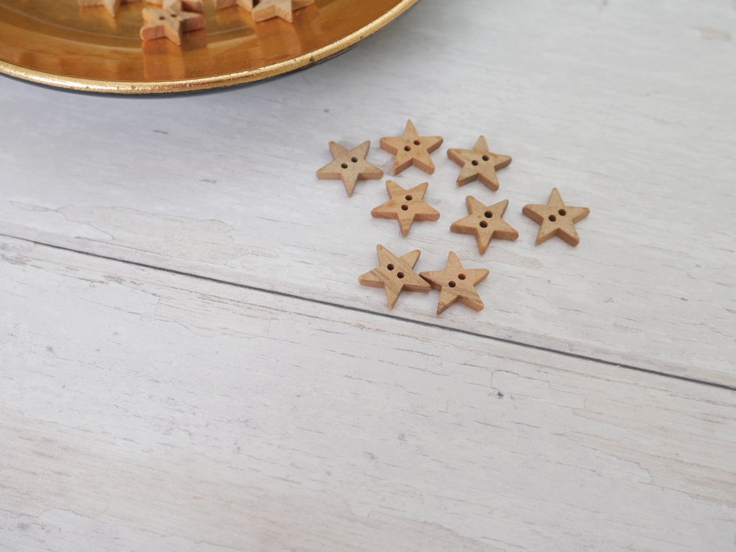 Wooden Mini Star Button, 14mm-Button-Flying Bobbins Haberdashery