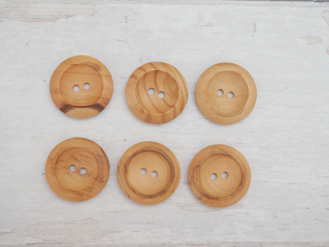Wooden Buttons, 28mm, 2-Hole-Button-Flying Bobbins Haberdashery