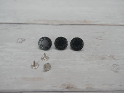 Jeans Buttons, 17mm in Gunmetal-Jeans Buttons-Flying Bobbins Haberdashery