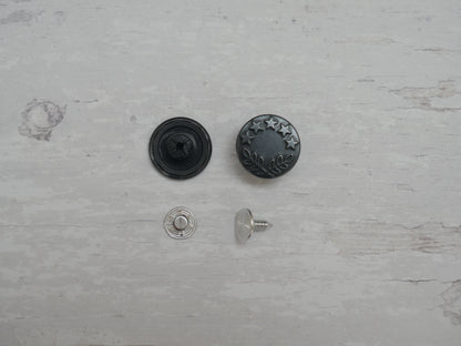 Jeans Buttons, 17mm in Gunmetal-Jeans Buttons-Flying Bobbins Haberdashery