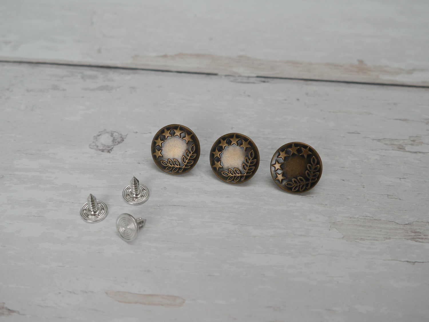 Jeans Buttons, 17mm in Antique Brass-Jeans Buttons-Flying Bobbins Haberdashery