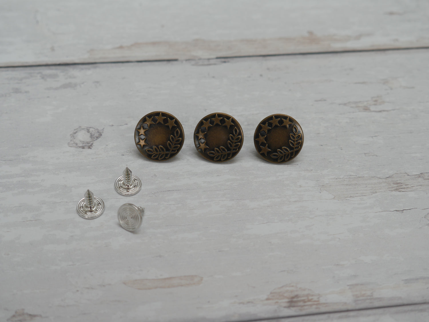 Jeans Buttons, 17mm in Antique Brass-Jeans Buttons-Flying Bobbins Haberdashery