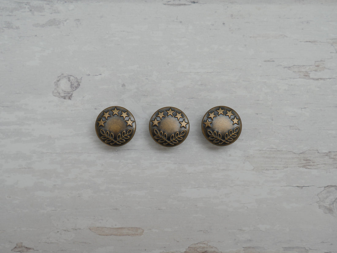 Jeans Buttons, 17mm in Antique Brass-Jeans Buttons-Flying Bobbins Haberdashery