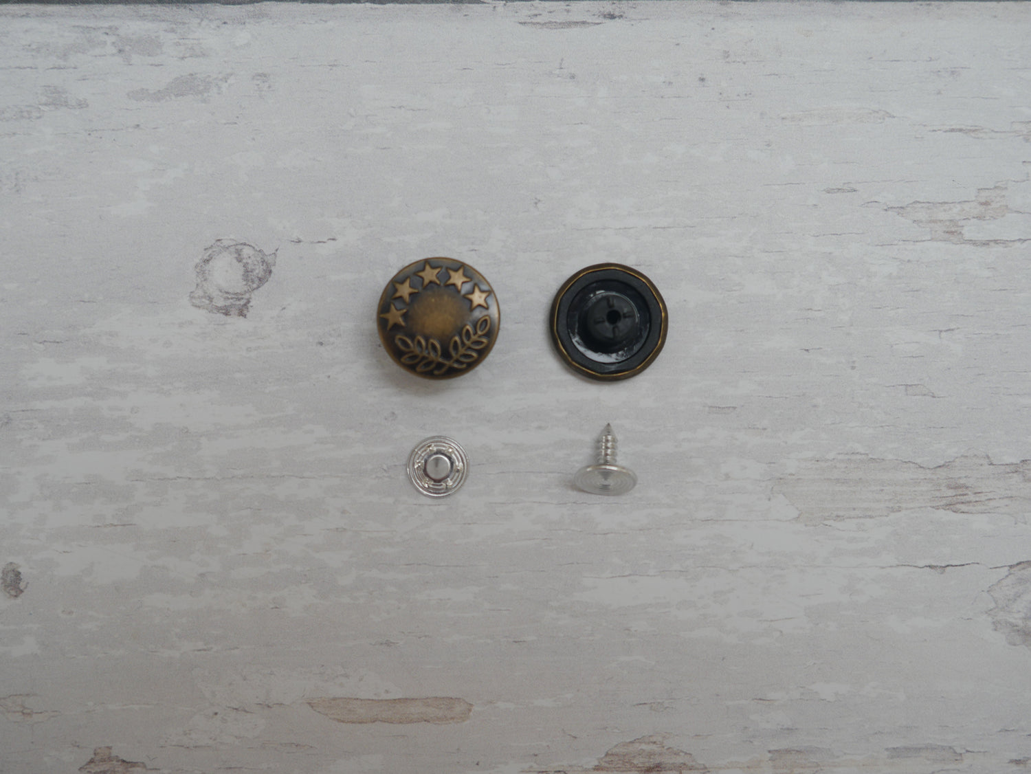 Jeans Buttons, 17mm in Antique Brass-Jeans Buttons-Flying Bobbins Haberdashery