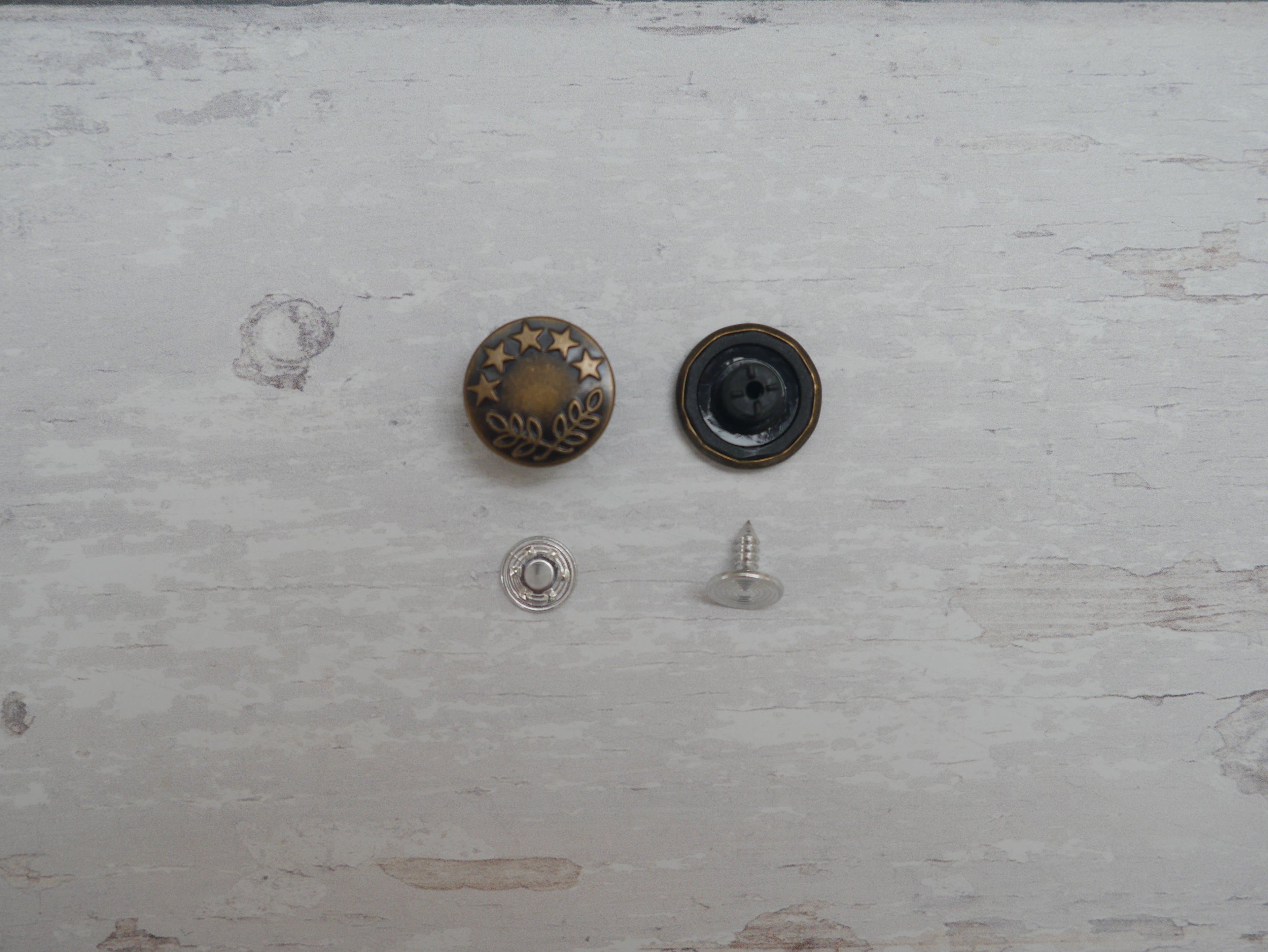 Jeans Buttons, 17mm in Antique Brass-Jeans Buttons-Flying Bobbins Haberdashery