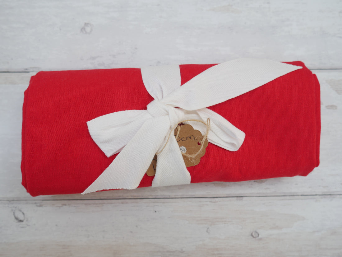 REMNANT - Province Linen in Red, 1.1m-Remnants-Flying Bobbins Haberdashery