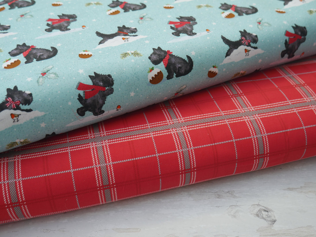 Frosty Paws Printed Cotton, Tartan, £8.40 p/m-Cotton Fabric-Flying Bobbins Haberdashery