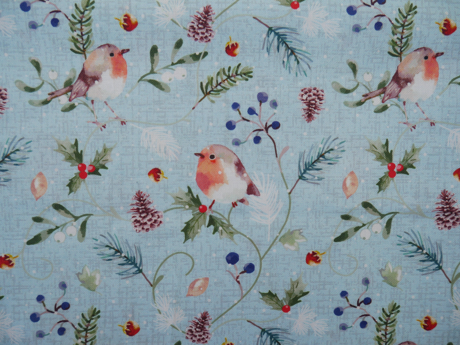 Feathered Foliage Printed Cotton, Berry Perch, £8.40 p/m-Cotton Fabric-Flying Bobbins Haberdashery