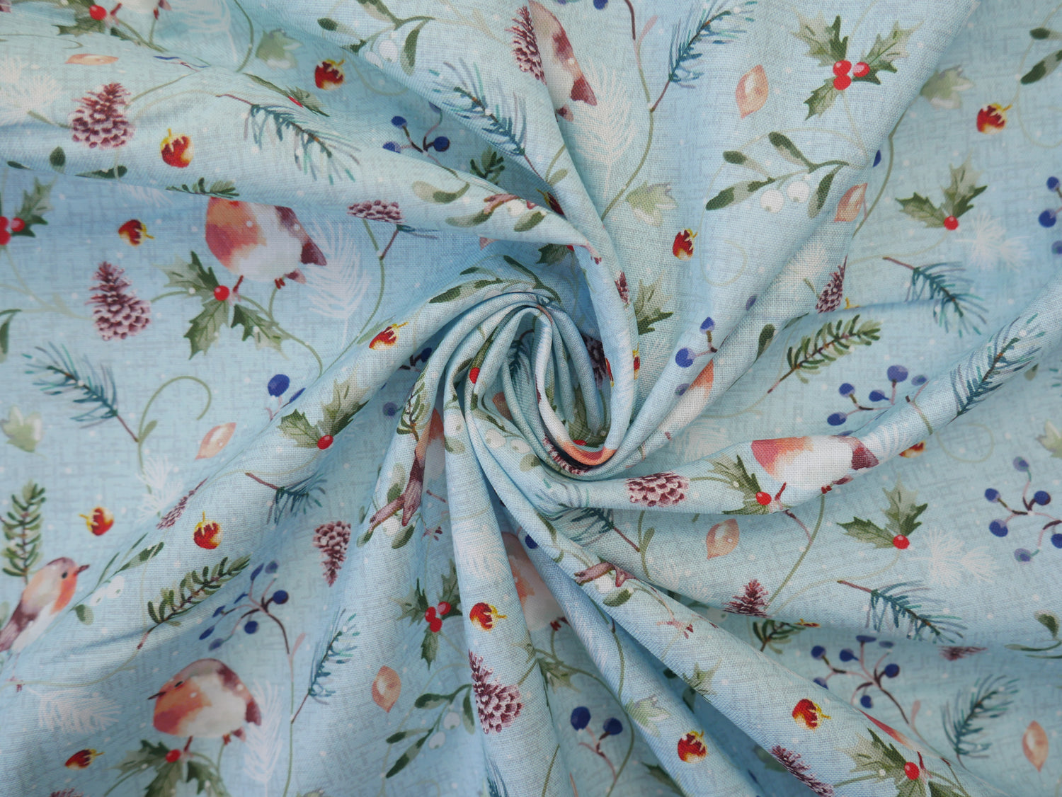 Feathered Foliage Printed Cotton, Berry Perch, £8.40 p/m-Cotton Fabric-Flying Bobbins Haberdashery